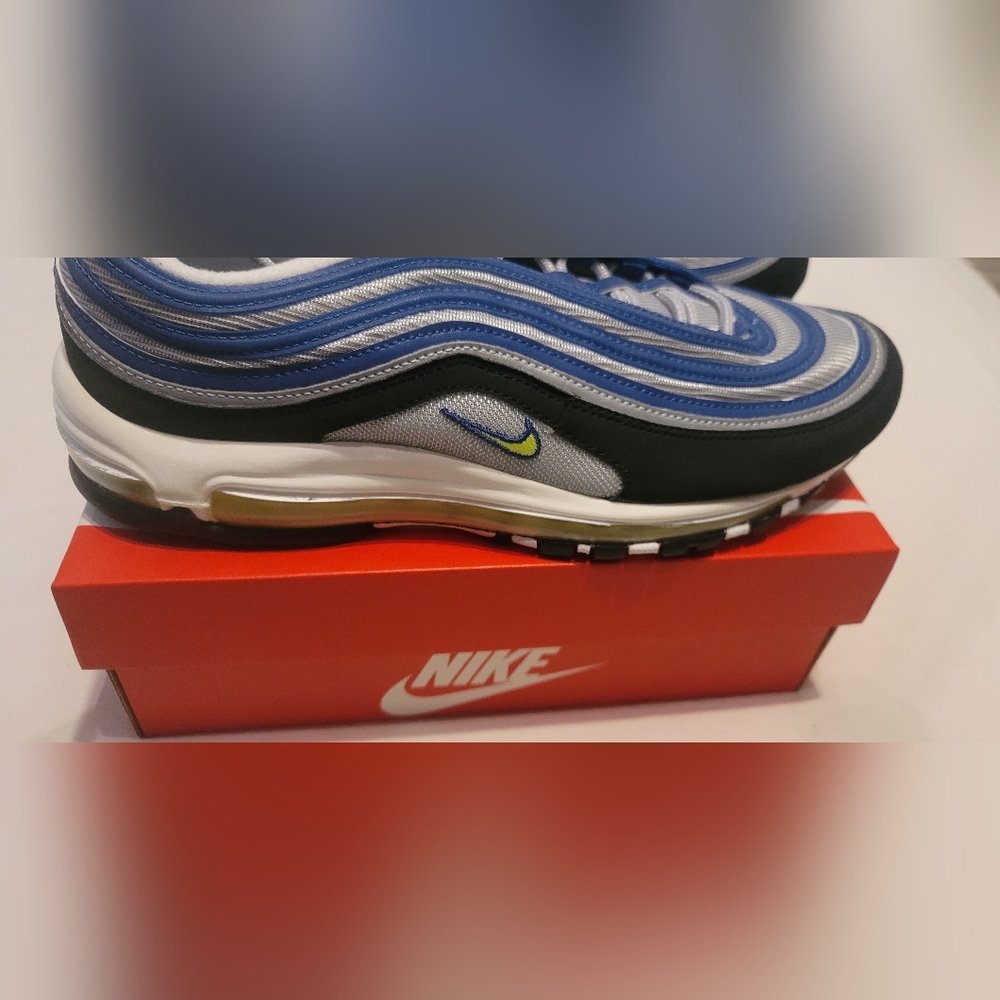 Nike Air Max 97 OGAtlantic Blue Voltage Yellow $100 size 11.5 NEW